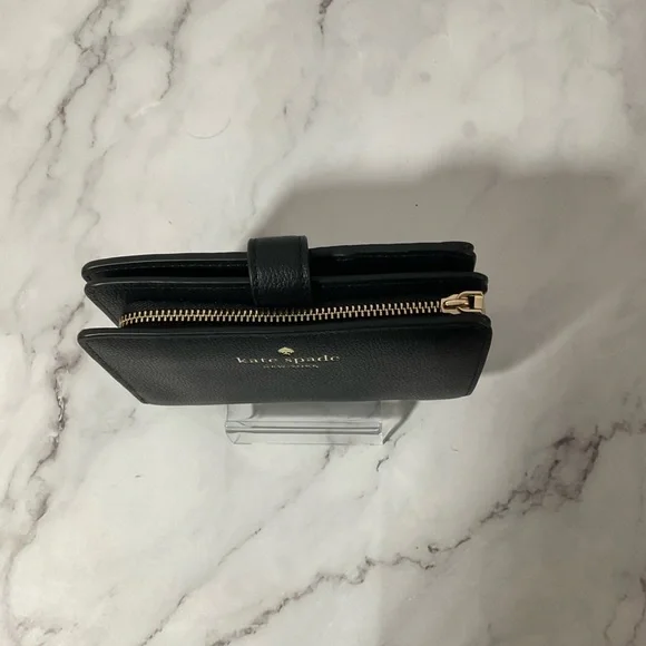 NWT Kate Spade Elsie Medium Compact Bifold Wallet Black
